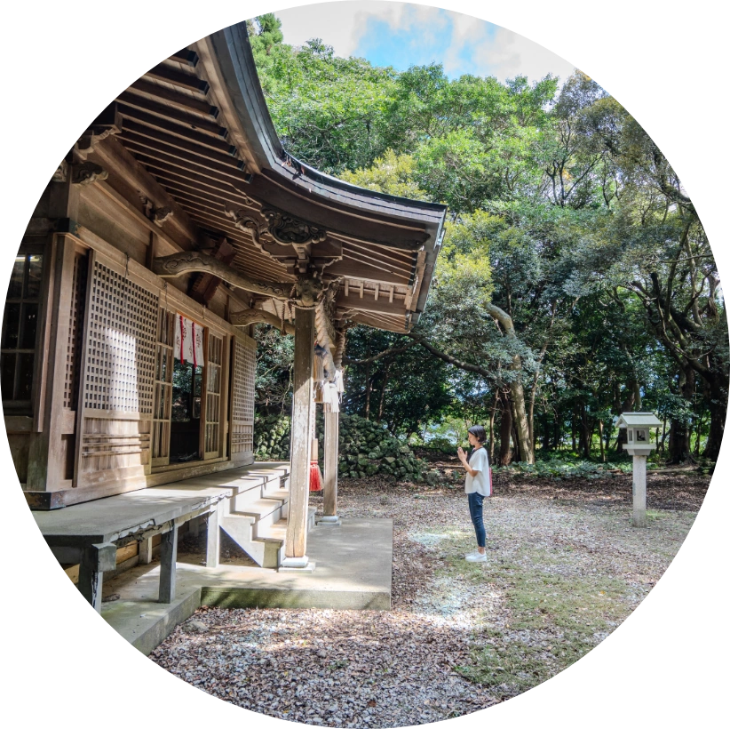 緑に包まれた海街の神社